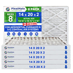 14x20x2 MERV 8 Pleated Filters. Case of 6 - MADE IN CANADA by FurnaceFilters.Ca