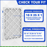16x25x1 MERV 8 Furnace Air Filters Pleated Material. Case of 6