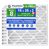 16x25x2 Furnace Filter MERV 8 Pleated Filters. Case of 12