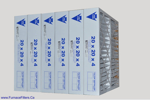 20x20x4 Furnace Filter 20 x 20 x 3.68" MERV 8 Rated. Case of 6