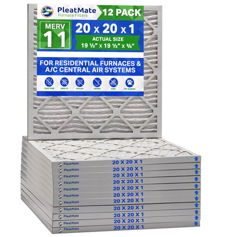 20x20x1 Furnace Filter MERV 11 Pleated Filters. Case of 12