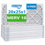 Aerostar 20x25x1 Furnace Filter MERV 10 Pleated Filters. Case of 12