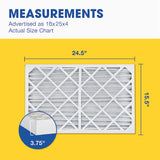 Aerostar 16x25x4 MERV 13 Furnace and A/C Air Filter. Actual/Exact Size: 15 1/2 x 24 1/2 x 3 5/8 Inches. Case of 4
