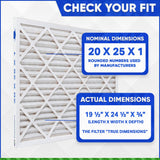 20x25x1 Furnace Filter MERV 8 Pleated Filters. Case of 12