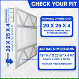 Honeywell 20x25x4 Furnace Filter Model # FC100A1037 MERV 13. Actual Size 19 15/16 x 24 7/8 x 4 3/8. Made in Canada by Furnace Filters.Ca Pkg. of 3