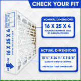 16x25x4 MERV 13 Exact Size 3M Filtrete Replacement. Actual Size 15.5" x 24.5" x 3.68." Case of 4 Made by Furnace Filters.Ca