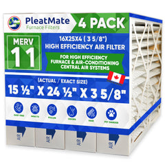 16x25x4 MERV 11 Furnace and A/C Air Filter. Compatible with 3M 16x25x4. Actual/Exact Size 15 1/2 x 24 1/2 x 3 5/8. Case of 4