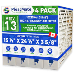 16x25x4 MERV 13 Exact Size 3M Filtrete Replacement. Actual Size 15.5" x 24.5" x 3.68." Case of 4 Made by Furnace Filters.Ca