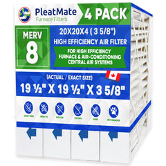 20x20x4 Furnace Filter 20 x 20 x 3.68" MERV 8 Rated Pleated Filters. Case of 4