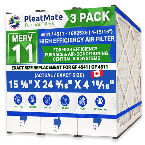 York 16x25x5 S1-MAC10162505 MERV 11. Case of 3. Made in Canada by Furnace Filters.Ca