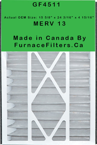 Sears / Kenmore Part # GF 4511 Replacement Filter 16x25, Actual Size 15 5/8" x 24 3/16" x 4 15/16." MERV 13. Case of 3