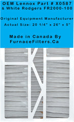 White Rodgers 20x26x5 Furnace Filter Actual Size 20 1/4" x 26" x 5" MERV 10 Case of 3.