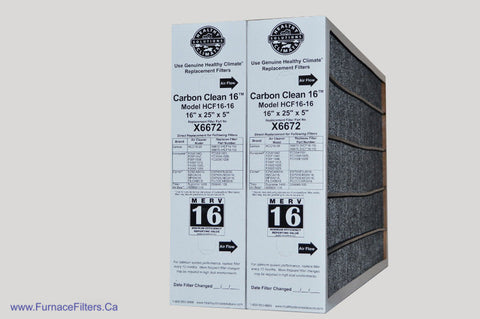 Lennox X6672 Furnace Filter 16x25x5 Healthy Climate Carbon Clean MERV 16